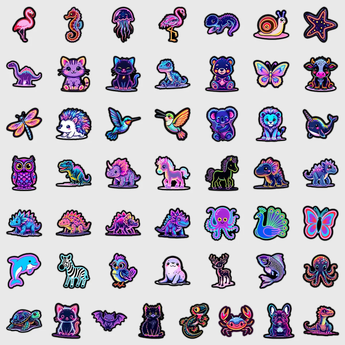 50-Piece Cute Animal Sticker Set - DIY Reward Decals for Skateboards, Motorcycles, Suitcases, Phones and Laptops