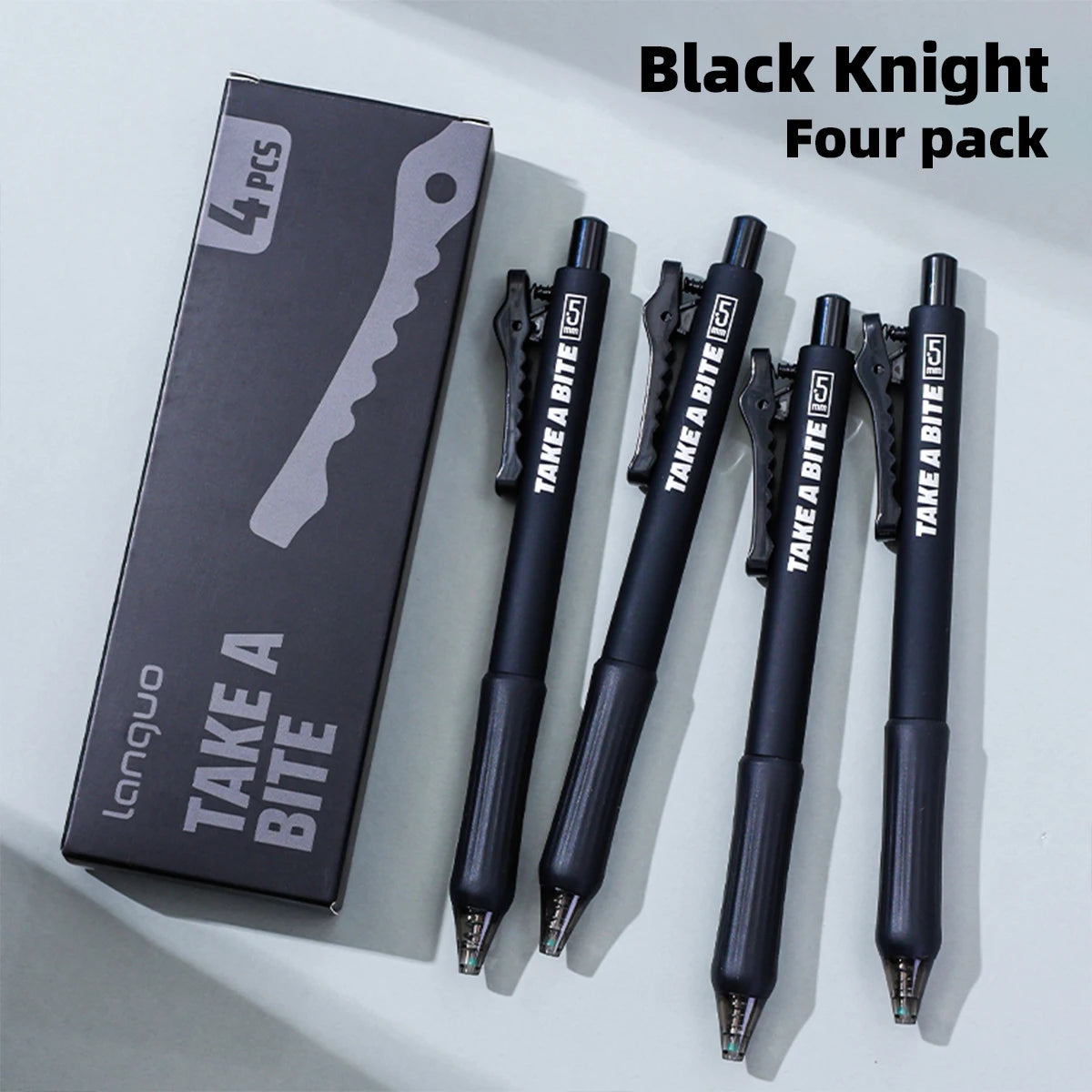 4-Piece Alligator Clip Gel Pen Set - 0.5mm Black Ink Retractable Quick-Dry Cute Pens for Students & Gifts