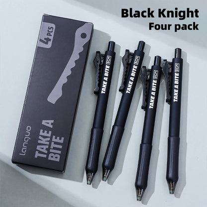 4-Piece Alligator Clip Gel Pen Set - 0.5mm Black Ink Retractable Quick-Dry Cute Pens for Students & Gifts