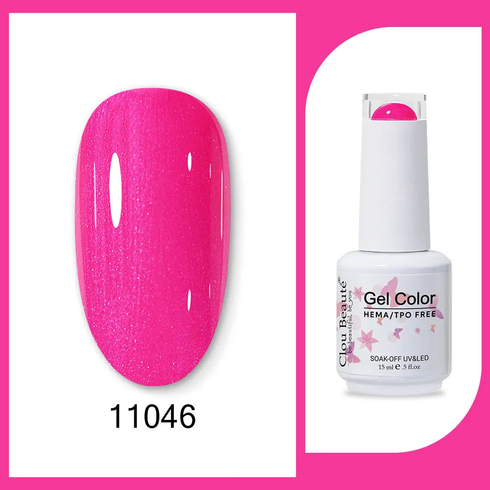 Clou Beaute 15ml Gel Nail Polish Set – Red Black White Green Neon UV Soak-Off Semi-Permanent Nail Varnish Base & Velvet Top Coat