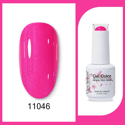 Clou Beaute 15ml Gel Nail Polish Set – Red Black White Green Neon UV Soak-Off Semi-Permanent Nail Varnish Base & Velvet Top Coat