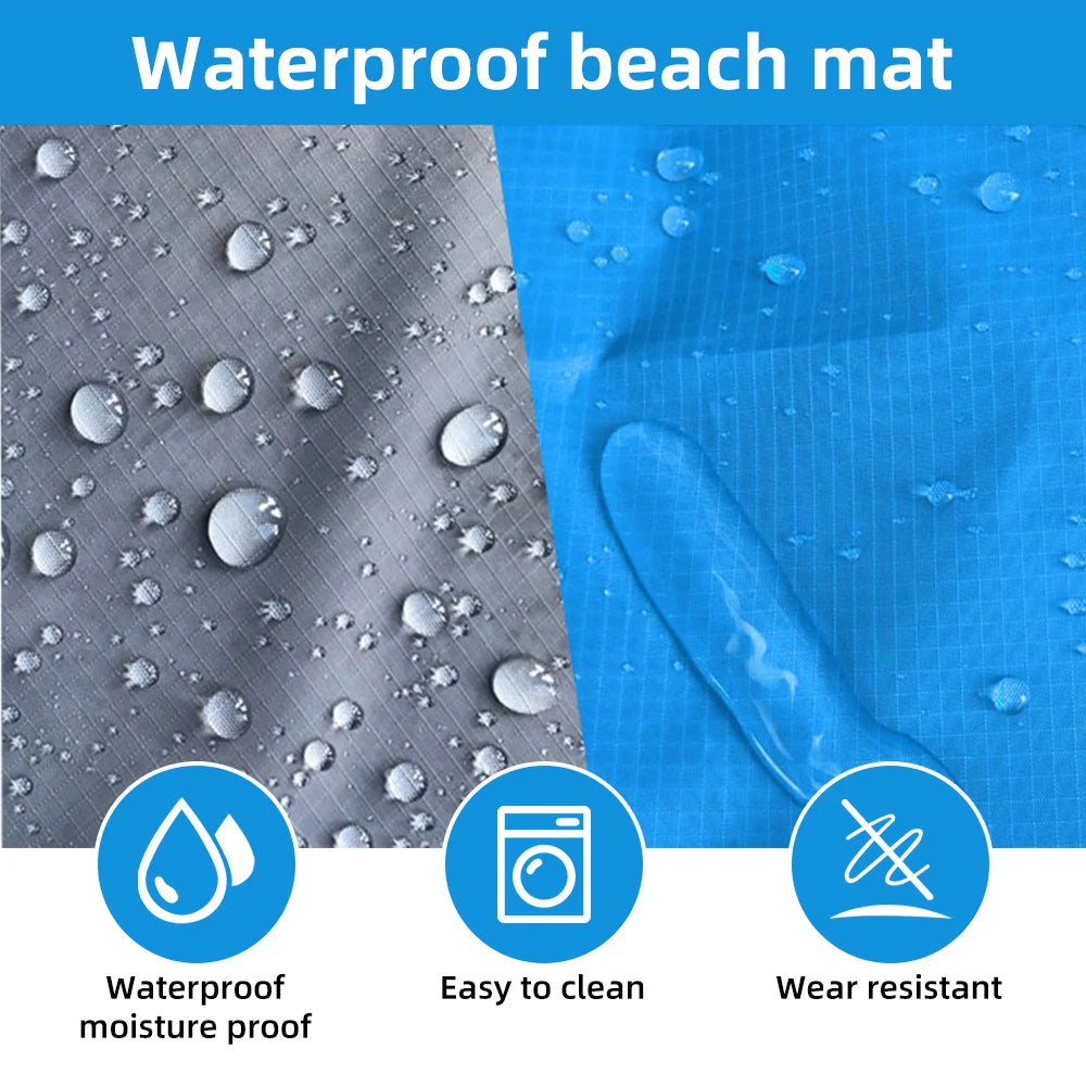 Waterproof Pocket Beach Blanket: 2x2.1m Folding Camping Mat - Portable Lightweight Outdoor Picnic Mat for Sand Beach