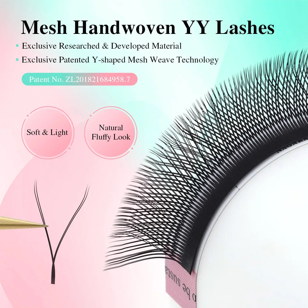 NAGARAKU YY Mesh Lash Extensions – Premium Mink Soft Light Natural 4D Y-Shape Eyelashes for Cross Bloom Makeup