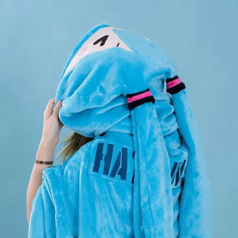Kawaii Hatsune Itabag Multi-Functional Hooded Air Conditioning Blanket – Soft & Warm Miku Flannel Siesta Shawl Gift