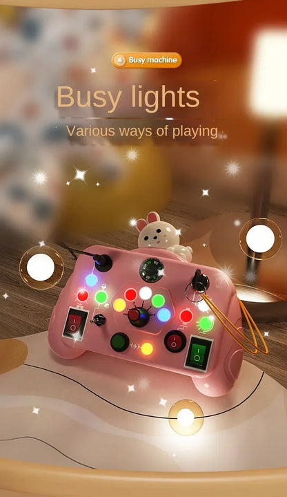 Montessori Busy Board Sensory Toy – LED Light & Switch Activity Game for Children Ages 2-4