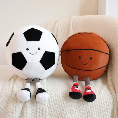 CM Sports Plush Toy — Football & Basketball Dolls, Creative Pillow & Interactive Pet Ball for Dogs & Cats