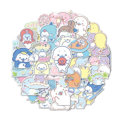 Sea Creature Stickers - Cute Self-Adhesive Ocean Animal Decals for Party Gifts, Desktops, Phone Cases, and Notebooks