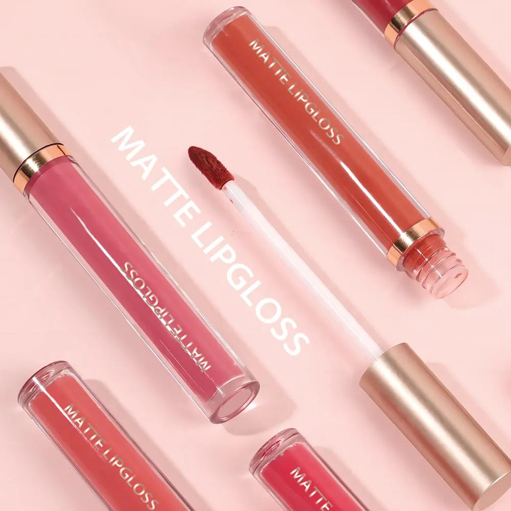 Matte Lip Gloss Set – AB Two-Pack Red Lip Gloss, Long-Lasting & Non-Staining