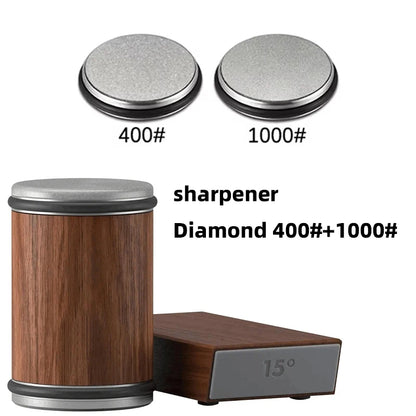 New Rolling Double-Sided Diamond Knife Sharpener – 15° & 20° Magnetic Angle Roller for Kitchen Sharpening