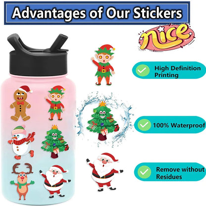 8-Piece Christmas Snowman Puzzle Stickers – Cartoon Face-Making Waterproof Craft Decals for Holiday Party
