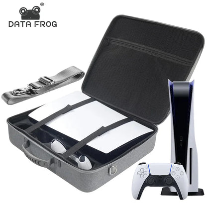 DATA FROG Portable Travel Storage Shoulder Bag – Waterproof Backpack for PS5 Console, Controller & Accessories