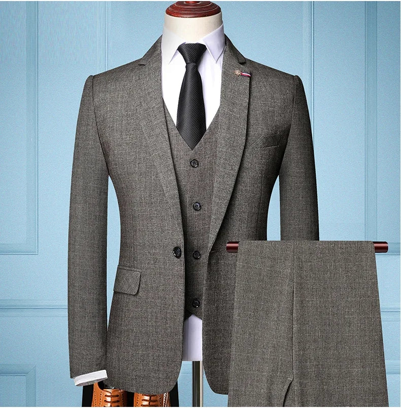Traje de Hombre Elegante – 3-Piece Slim Fit Suit (Blazer + Vest + Pants) | Men’s Business & Wedding Suit 6XL