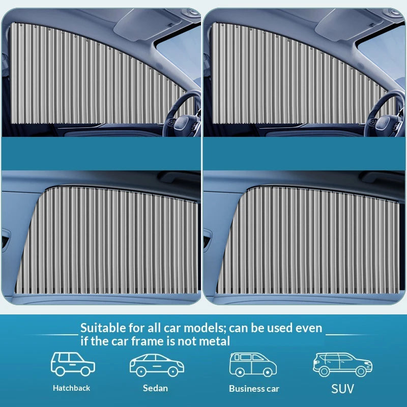2PCS Universal Car Side Window Sun Shade Curtains – Foldable UV Protection Black Sun Visor Blinds Auto Car Styling Accessories