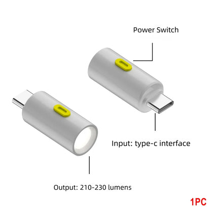 230 Lumens Type-C Mini LED Flashlight - Portable USB-C Emergency Light with Lanyard for Outdoor Use