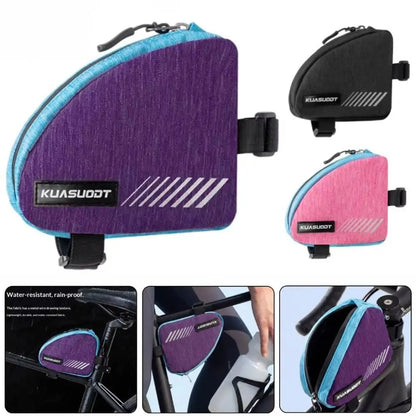 Waterproof Bicycle Triangle Bag - 0.4L Reflective Frame Bag for Easy Cycling Storage