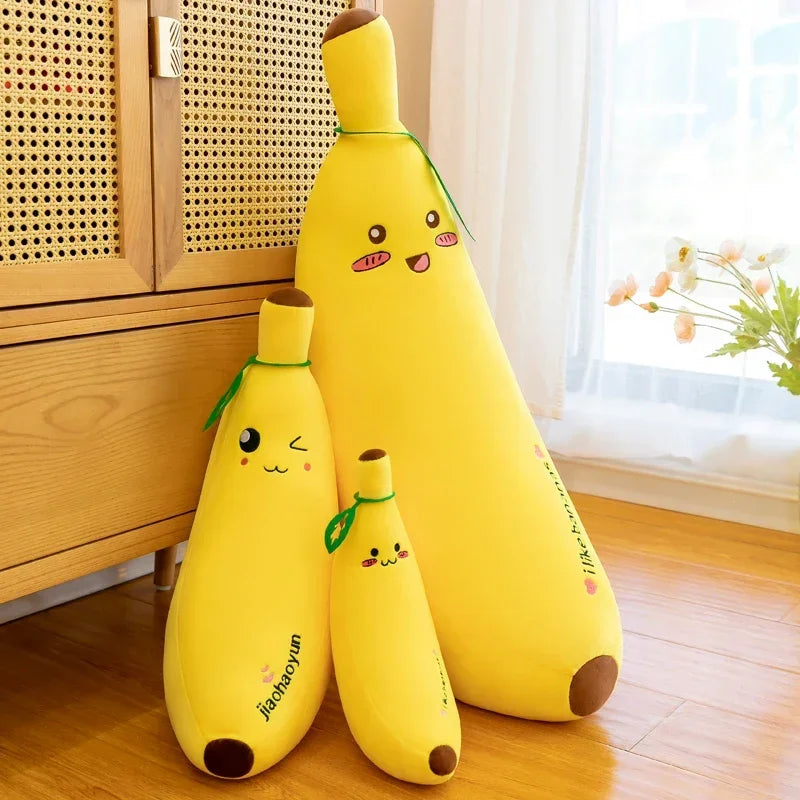 Banana Long Throw Pillow – Cute Super Soft Plush Leg Hug Doll for Bed, Perfect Girl Plush Toy