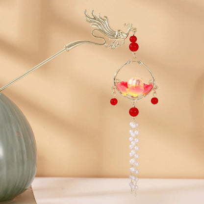 Luminous Lotus Flower Hairpin – Vintage LED Hair Stick with Lantern Tassel for Women and Traditional Hairstyles