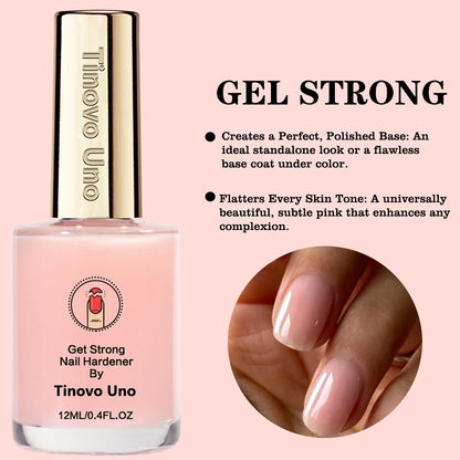 Tinovo Uno Pink Nail Hardener 12ml – Natural Sheer Strengthening Polish for Nail Growth & Repair, Decorative Nail Care Treatment