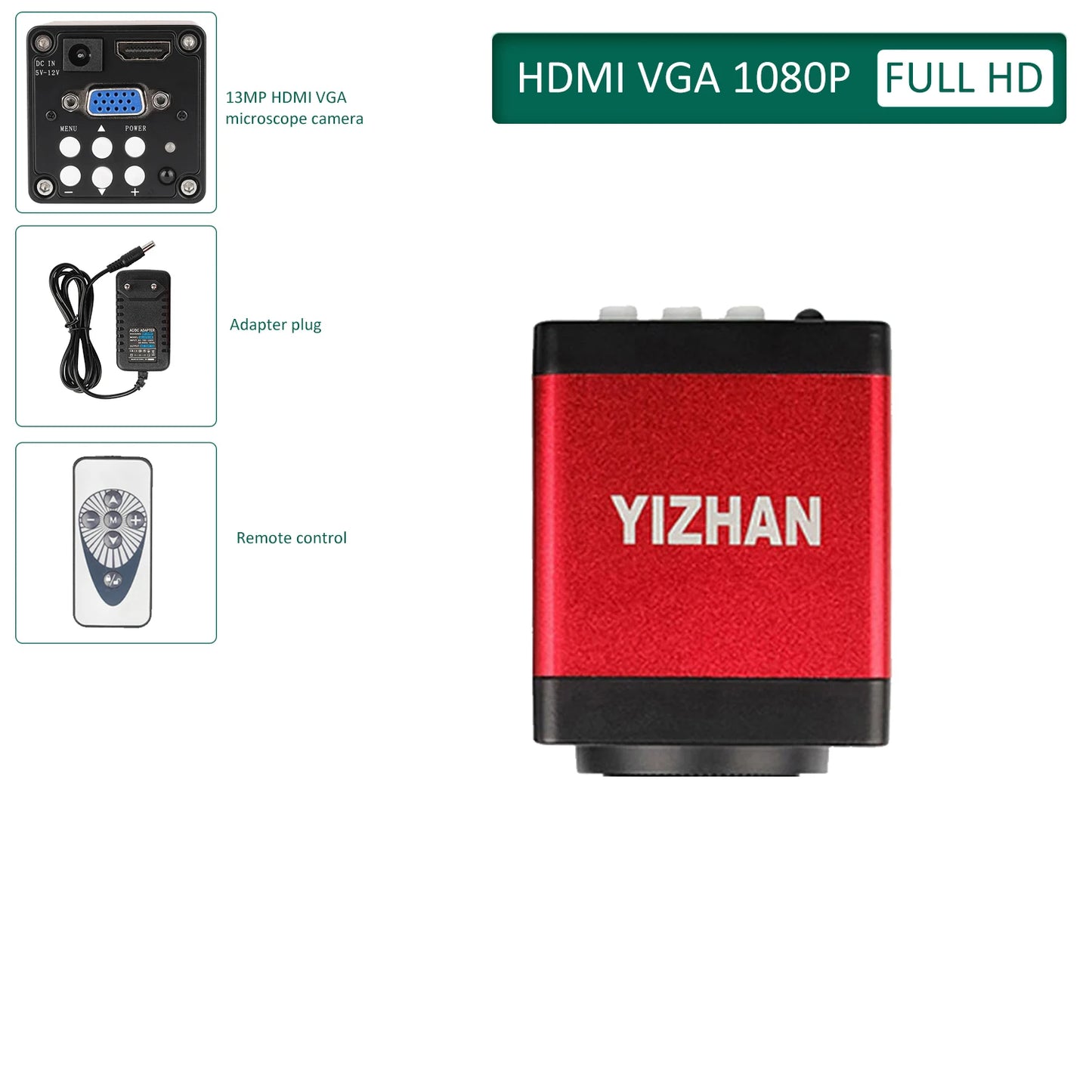 YIZHAN 4K Digital Microscope — Full HD HDMI VGA Industrial Camera with C-Mount, 150x Lens for Soldering & Phone Repair