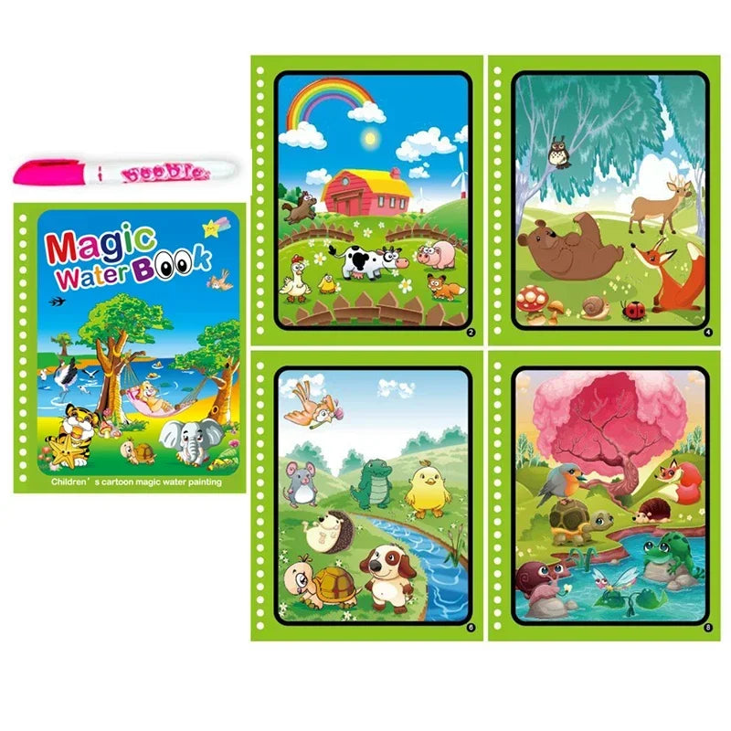 Children's Early Education Magical Water Drawing Book – Reusable Coloring Book with Pen, Creative Educational Toy Gift