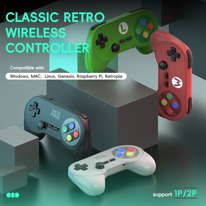 Data Frog PC07 Classic Wireless Retro Game Controller – Dual Receiver Gamepad for PC, Android TV & Arcade Gaming