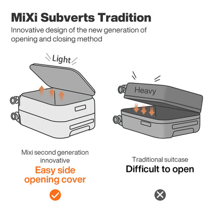 Mixi PC Aluminum Frame Suitcase — Front-Opening Rolling Travel Luggage, 20", 24" & 26" Carry-On M9291