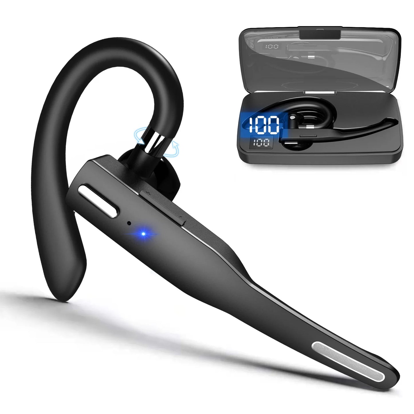 NEW 2022 Bluetooth Business Earphone – Wireless Single Handsfree Earbuds with HD Call & Microphone for Driving