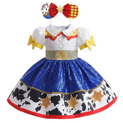 Jessie Cowgirl Costume Dress for Girls - Toy Story Inspired Halloween Cosplay Party Outfit