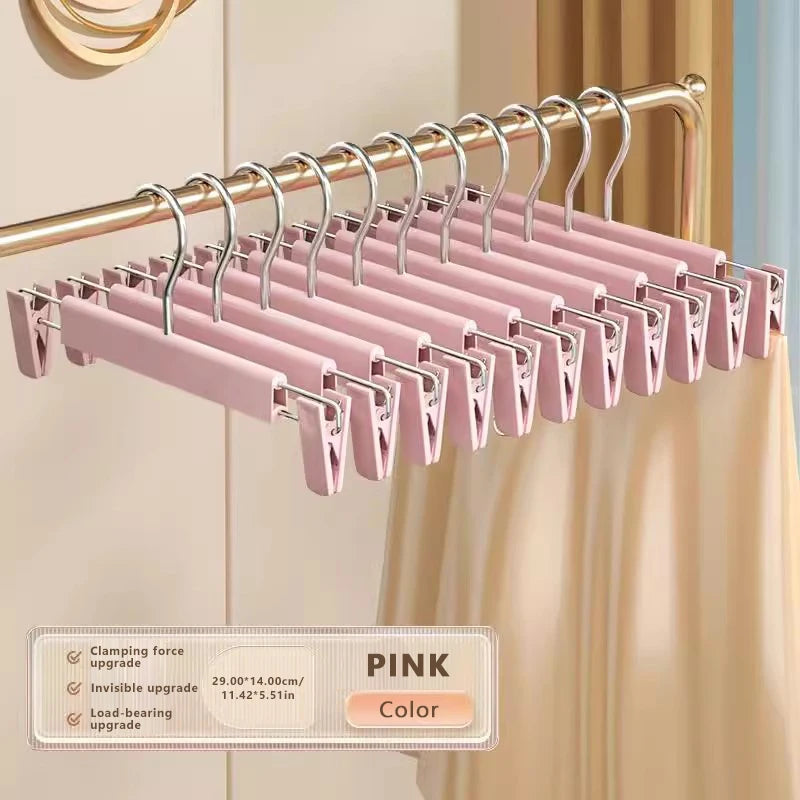 5PCS Adjustable Pants Hangers - Space Saving Anti Slip Metal Clips Rack for Skirts, Clothes, Socks & Lingerie Organizer