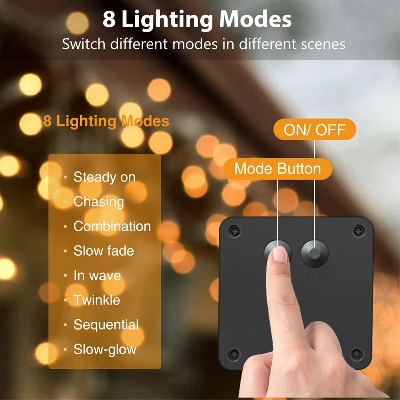 Solar LED String Lights - Outdoor Waterproof Festoon Garden Decor - Christmas Fairy Garland String Lights