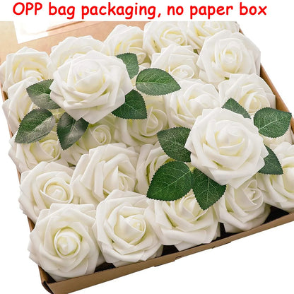 25pcs Artificial Roses with Stems – Fake Flowers for DIY Wedding Bouquets, Centerpieces & Home Party Decorations