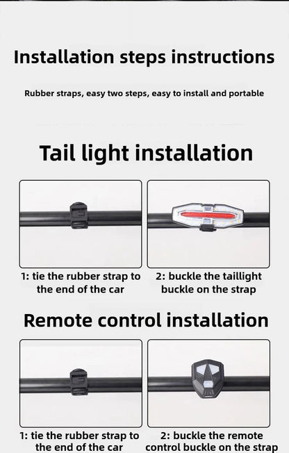 Rechargeable Bike Tail Light with Turn Signals | Wireless Remote Cycling Back Light for Night Riding
