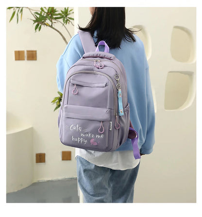 Teen Girls School Backpack | Pink Waterproof Bag for Primary & Middle School Students