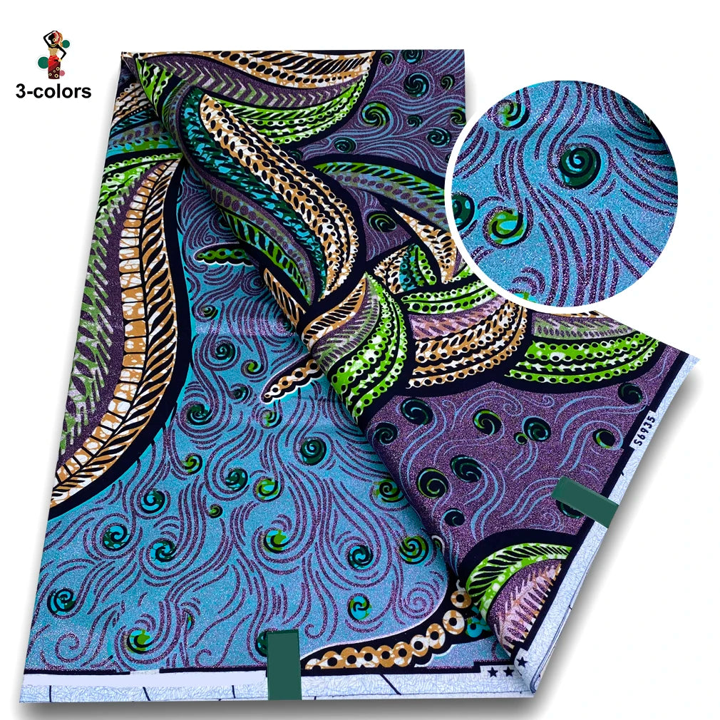 100% Cotton African Wax Print Fabric - Soft Golden Ankara Pagne for Nigerian Fashion & Traditional Wear
