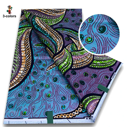 100% Cotton African Wax Print Fabric - Soft Golden Ankara Pagne for Nigerian Fashion & Traditional Wear