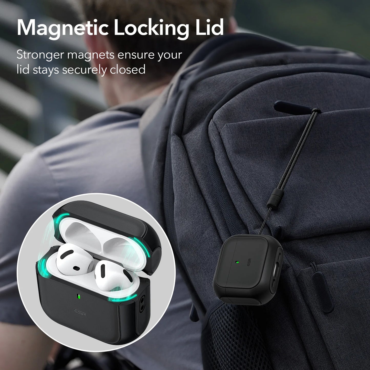 ESR MagSafe Case for AirPods 4th Gen (2024) – Drop Protection Cover with HaloLock for AirPods Pro 1st/2nd Gen (2023/2022)