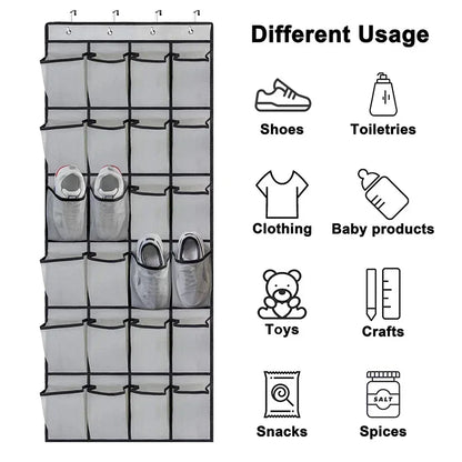 Over The Door Shoe Organizer - 12/24 Grid Large Mesh Pocket Hanging Rack for Closet Storage & Shoe Holder