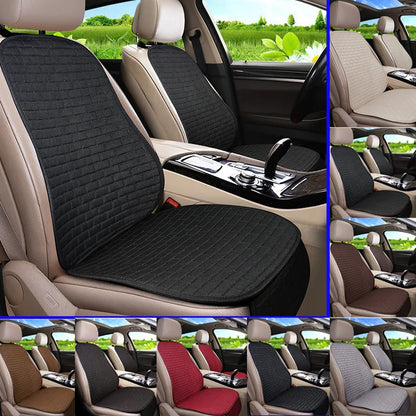 Universal Car Flax Seat Cushion Protector - Front and Rear Seat Cover Pad with Backrest Mat for Automotive Interiors