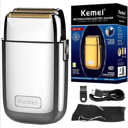Kemei TX1 Rechargeable Electric Shaver for Men – Metal Housing Hair & Beard Razor, Bald Shaving Machine, Fade Finishing