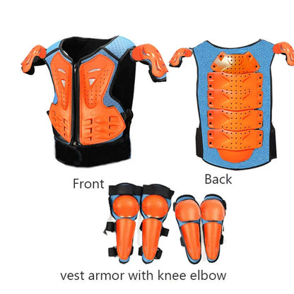 Kids Motocross Body Armor Vest – Chest, Spine & Knee Protection Gear for Boys & Girls (Height 0.85–1.7m)