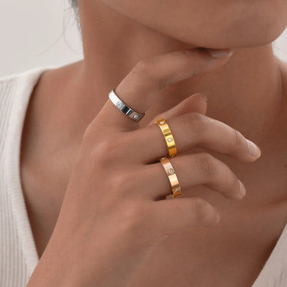 Gold-Plated Cubic Zirconia Love Ring — Promise & Wedding Band for Women