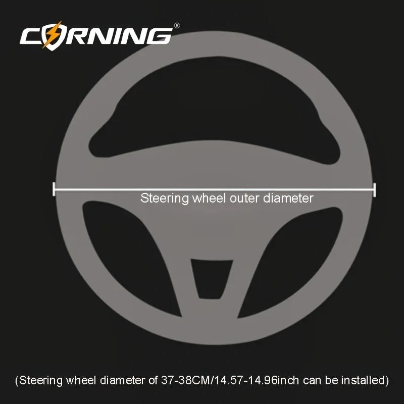 38cm PU Leather Steering Wheel Cover — Anti-Slip, Breathable Fiber Braid, Universal Car Accessory
