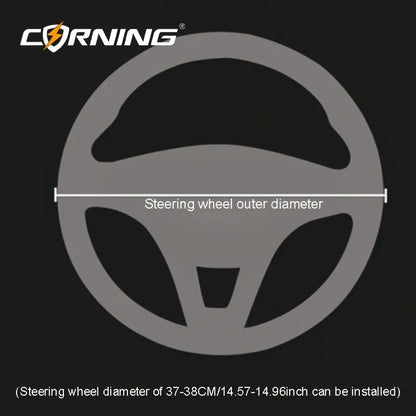 38cm PU Leather Steering Wheel Cover — Anti-Slip, Breathable Fiber Braid, Universal Car Accessory