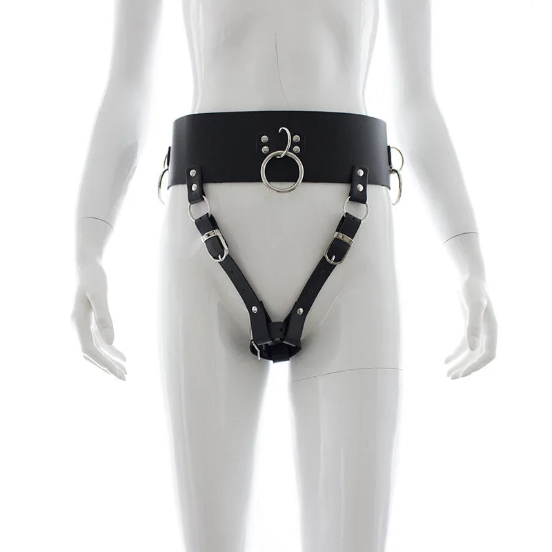 Leather BDSM Restraint Harness - Adjustable Massager Strap for Adult Intimate Accessories