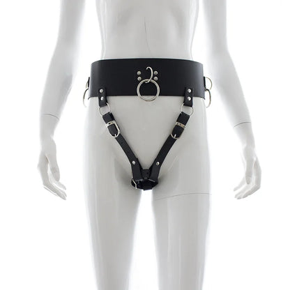 Leather BDSM Restraint Harness - Adjustable Massager Strap for Adult Intimate Accessories