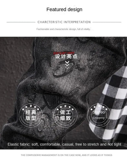 Luxury Korean Streetwear Slim Fit Denim Jeans – Punk Style with 3D Embroidery for Spring & Autumn