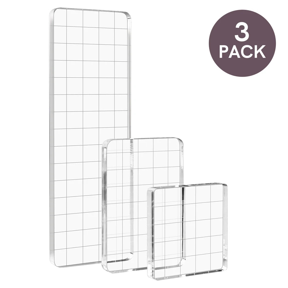 Clear Acrylic Stamp Block Kit - Assorted Grid Line Blocks for Scrapbooking & Card Making