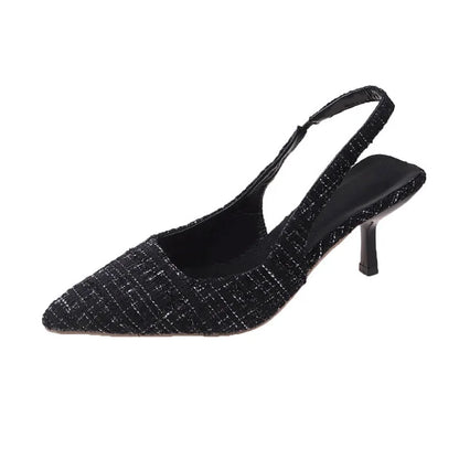 Sea Salt Blue Pointed High Heel Sandals – Women's Fashion Versatile Hollow Back Casual Shoes