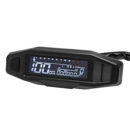 AD Universal Motorcycle Digital Speedometer – LED Tachometer Dashboard Instrument Panel with LCD Display & Y Bracket