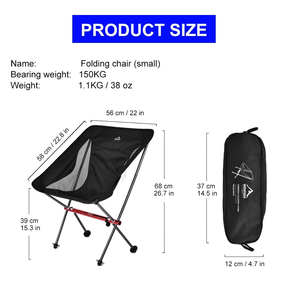 Widesea Folding Camping Fishing Chair – Portable Beach Lounge Chair for Relaxing, Travel, Picnic & Leisure Use